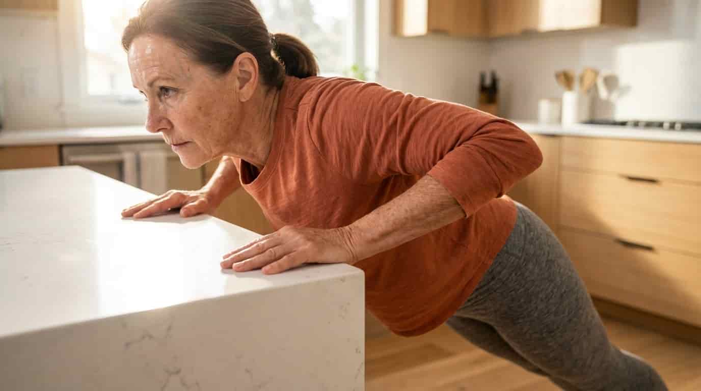 Obyčejná kuchyňská linka dokáže divy. Stačí se o ni opřít a povislé paže se stanou minulostí