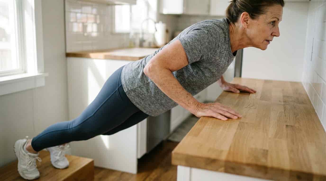 Body image for Obyčejná kuchyňská linka dokáže divy. Stačí se o ni opřít a povislé paže se stanou minulostí