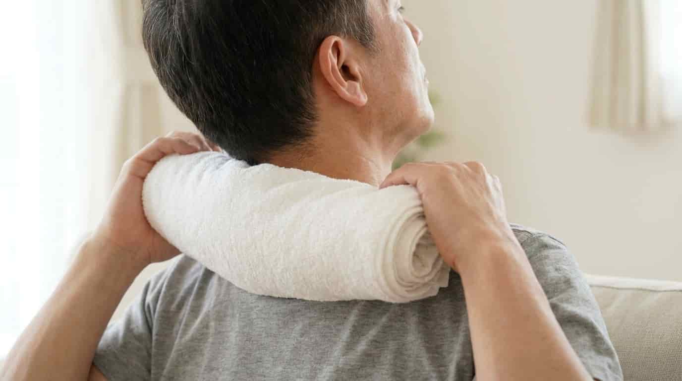 Body image for Obyčejný ručník z koupelny dokáže s krční páteří zázraky. Úleva přichází téměř hned