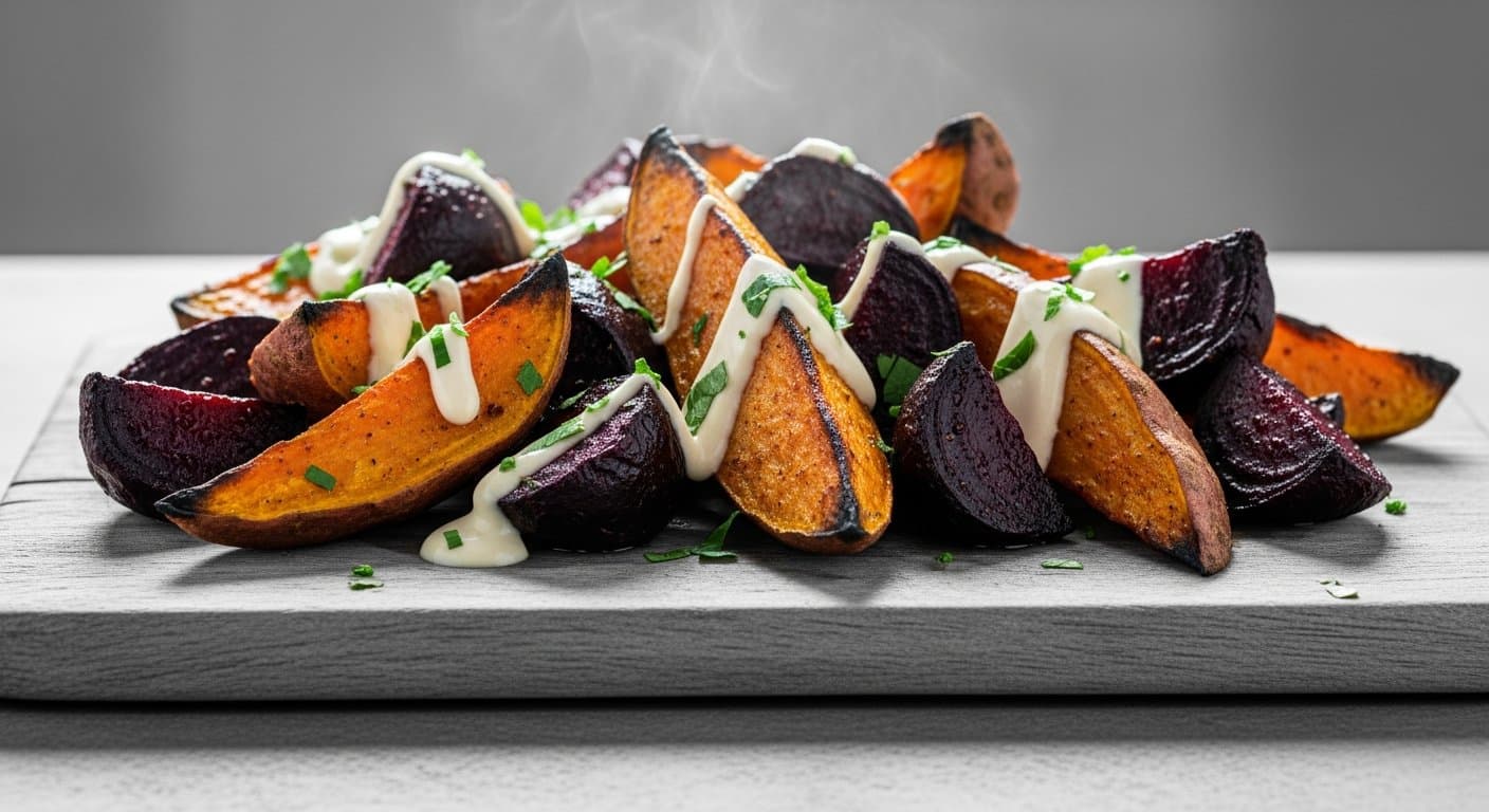 Překvapivě jednoduchý způsob, jak podpořit štítnou žlázu: Pečené batáty s červenou řepou a tahini za pár korun