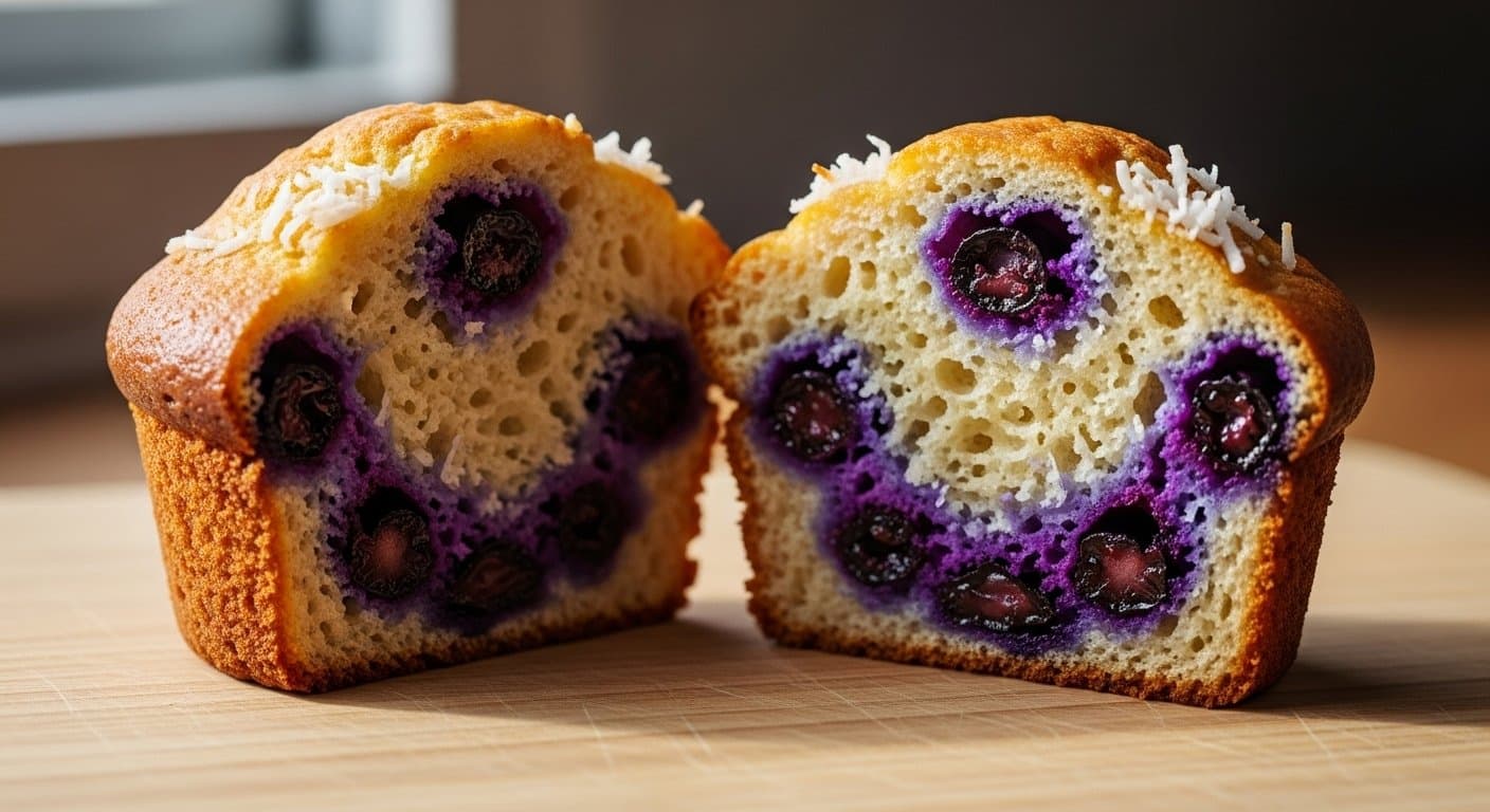 Sladká odměna bez výčitek: Nadýchané kokosové muffiny s borůvkami pro vaši vitalitu!