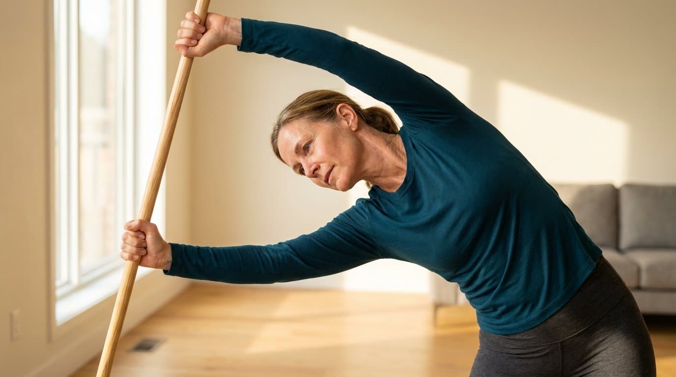 Stačilo odšroubovat násadu od smetáku. Tento geniálně jednoduchý trik vám protáhne tělo lépe než drahé lekce jógy