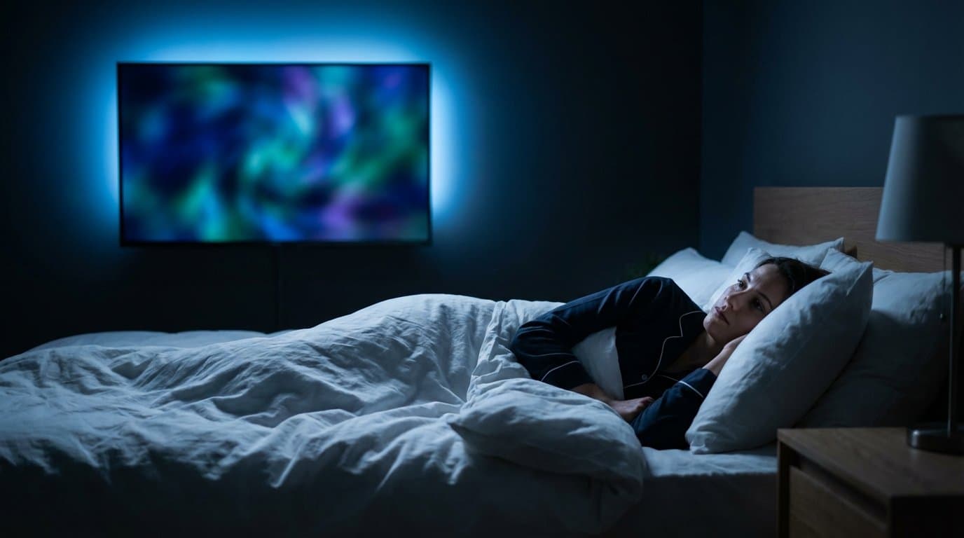 Většina z nás to dělá pro uklidnění, ale efekt je opačný. Proč televizor v ložnici funguje jako kofein pro vaše oči