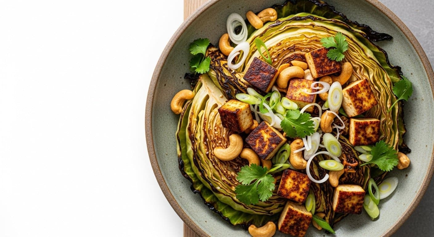 Zelená Energie na Talíři: Restovaná Kapusta s Uzeným Tofu a Křupavými Kešu